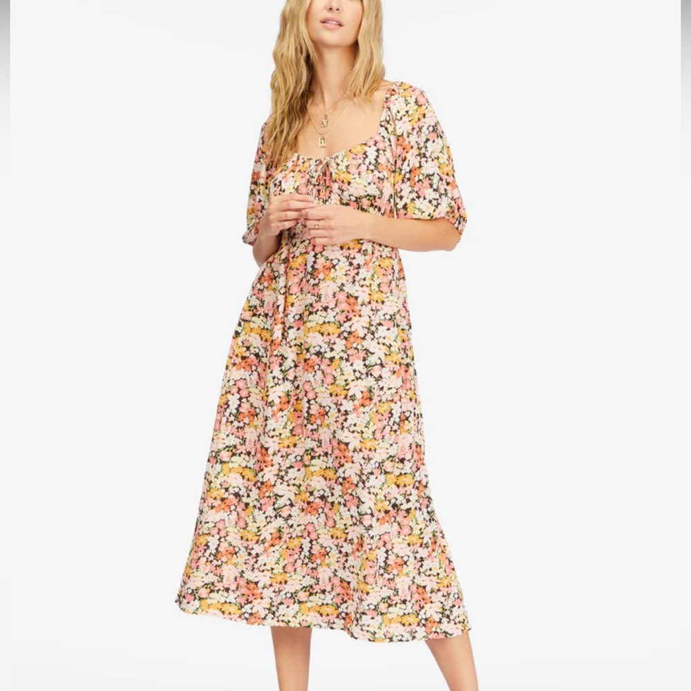 BILLABONG Floral Midi True Romance Dress Medium Cottagecore NWT